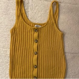 American Eagle knitted yellow button down tank